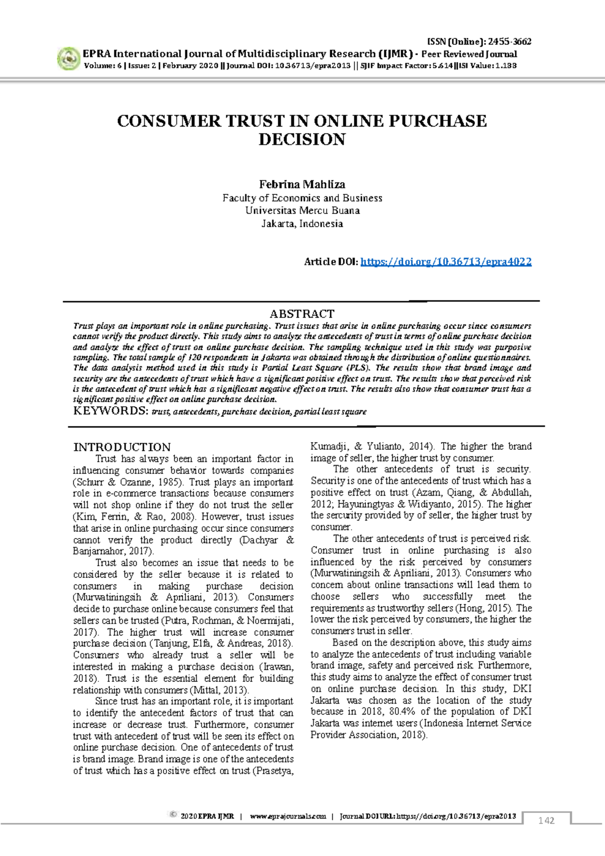 Consumer Trust in Online Purchase Decisions: An Analysis of Antecedents ...