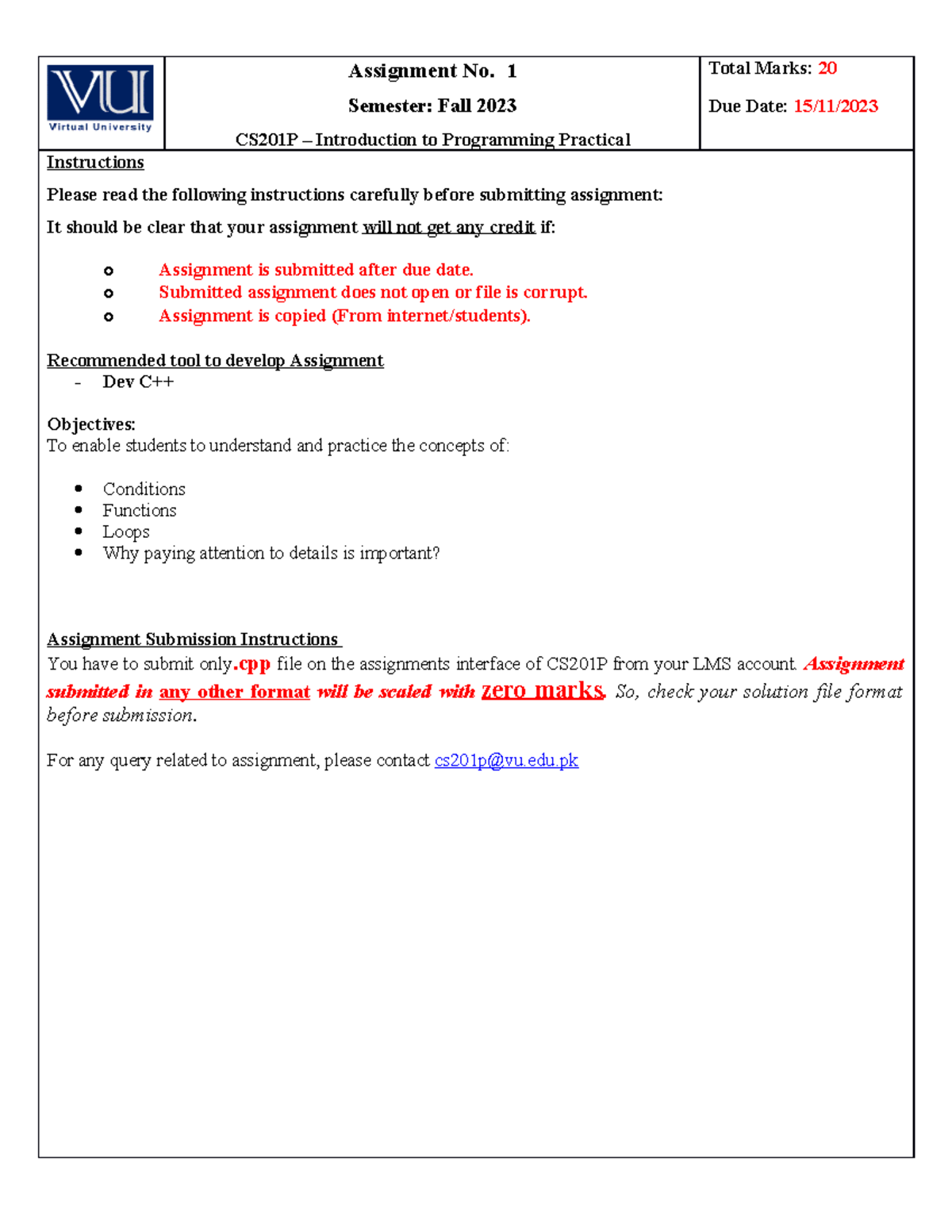 Fall 2023 CS201P 1 - Its Just AN Assignment file DOnt open - Assignment ...