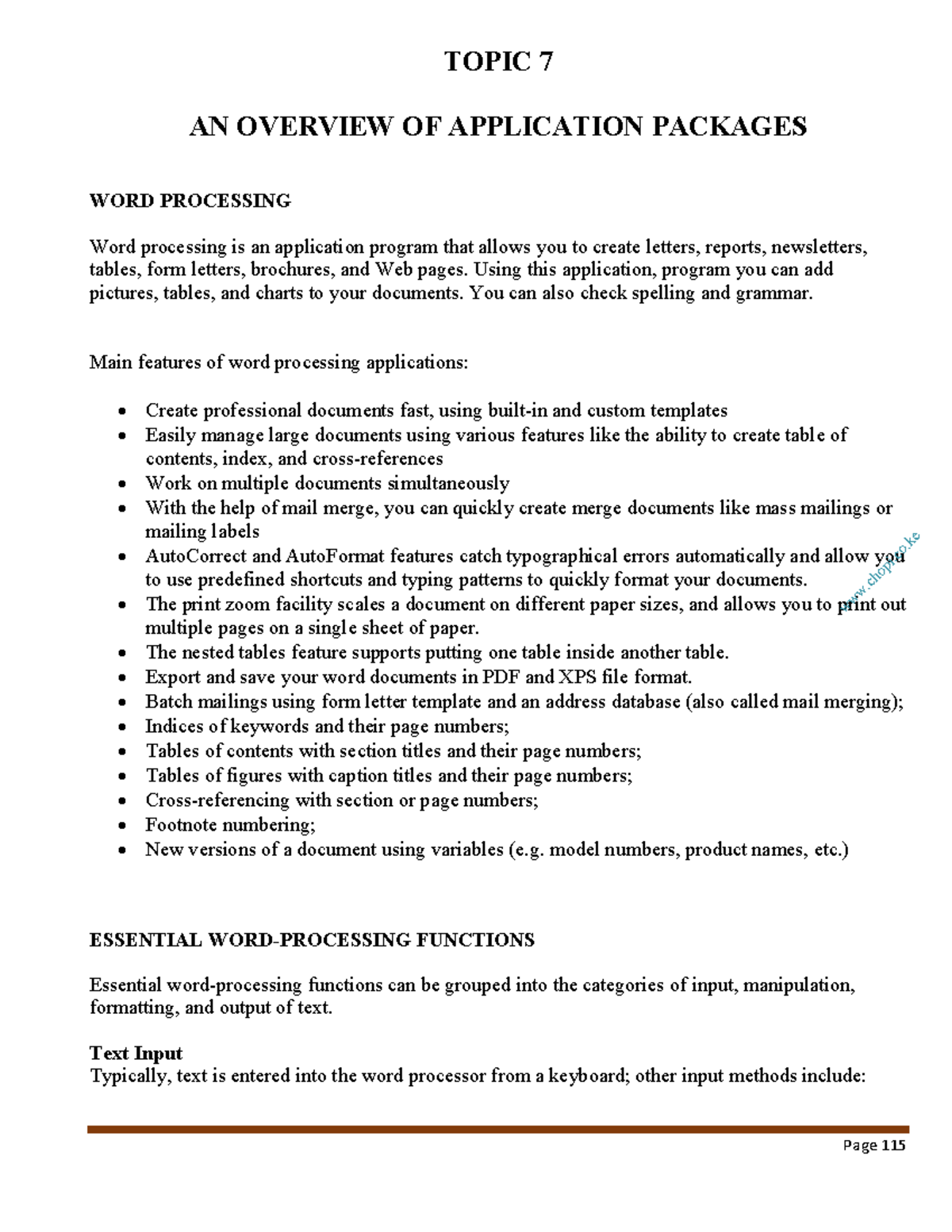 Computer Applications I: Overview of Word Processing & Spreadsheets ...