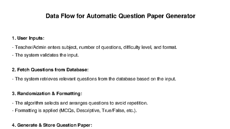 Automatic Question Paper Generator DFD Analysis & Workflow - Studocu