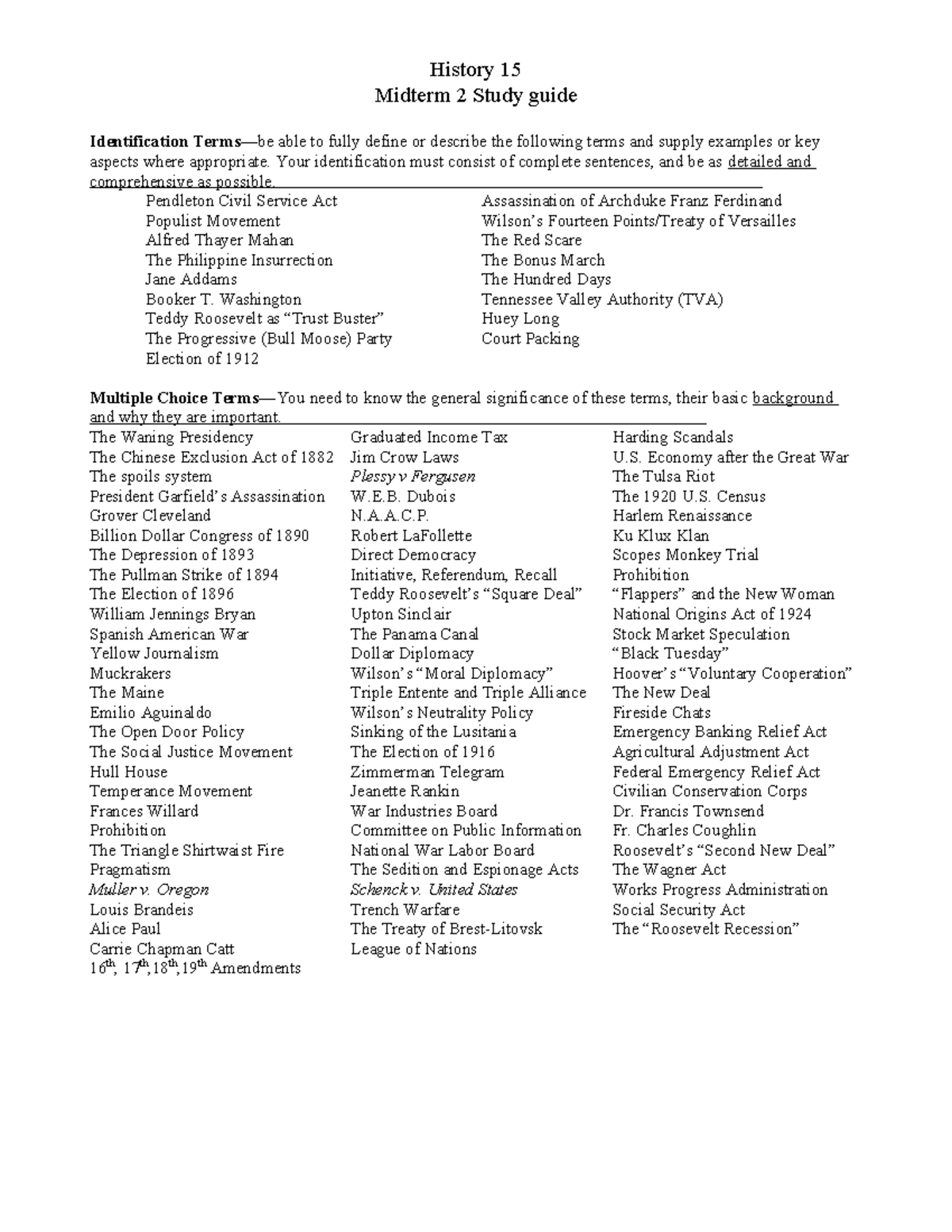 History 15 Midterm 2 Study Guide: Key Terms & Essential Concepts - Studocu