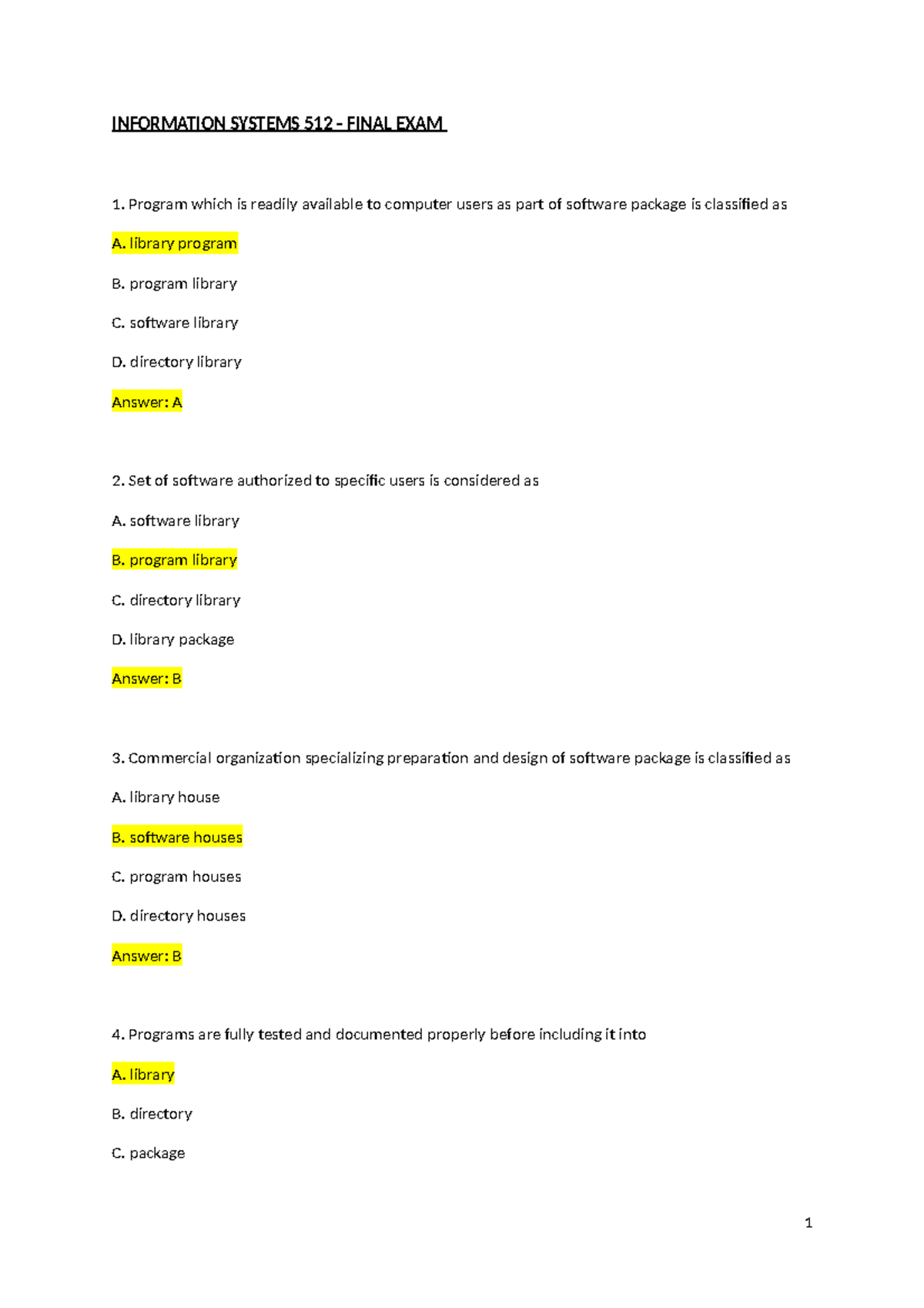Final Exam Study Guide for Information Systems 512 - Studocu