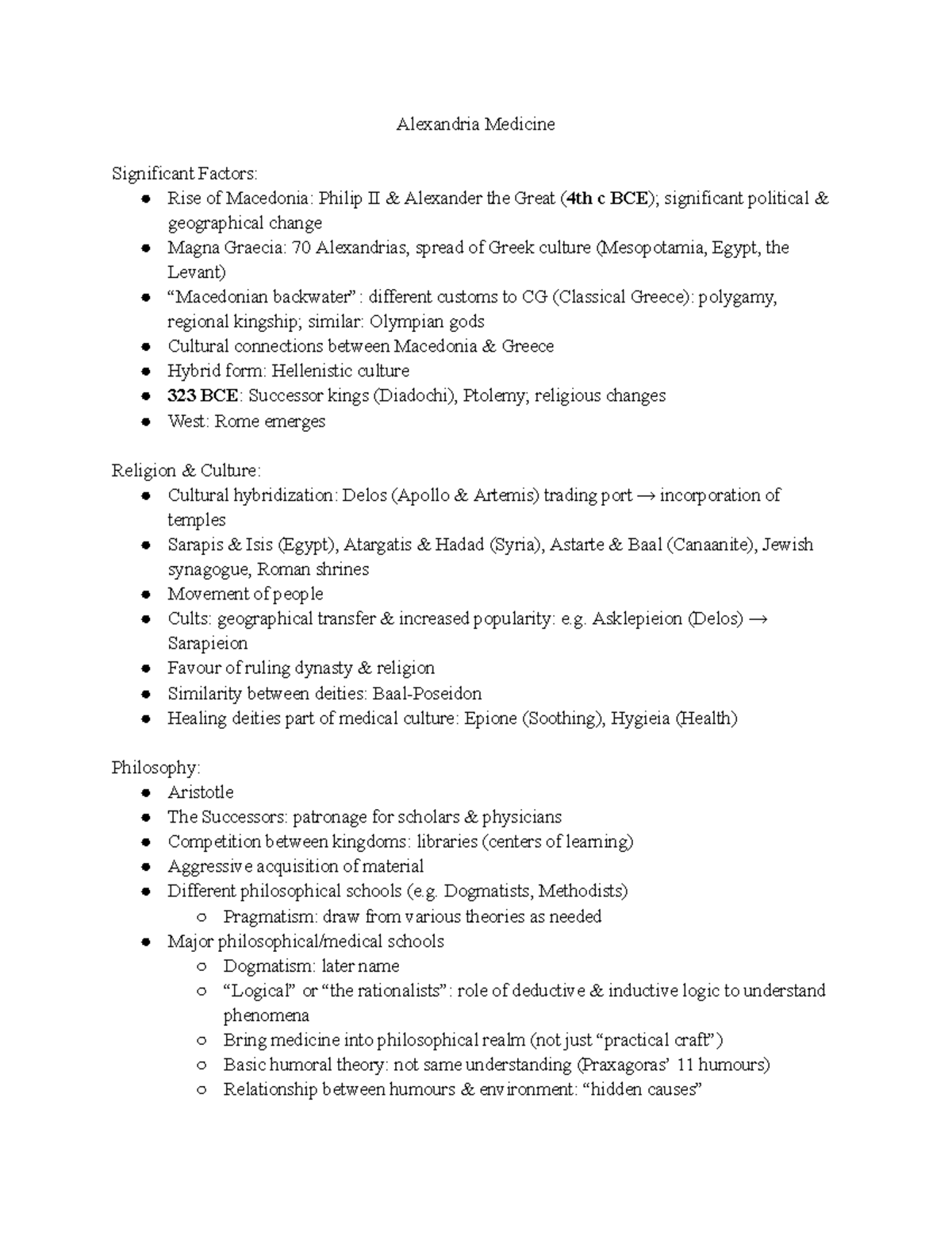 CS 2902 - Week 11: Hellenistic Medicine and Cultural Influences - Studocu