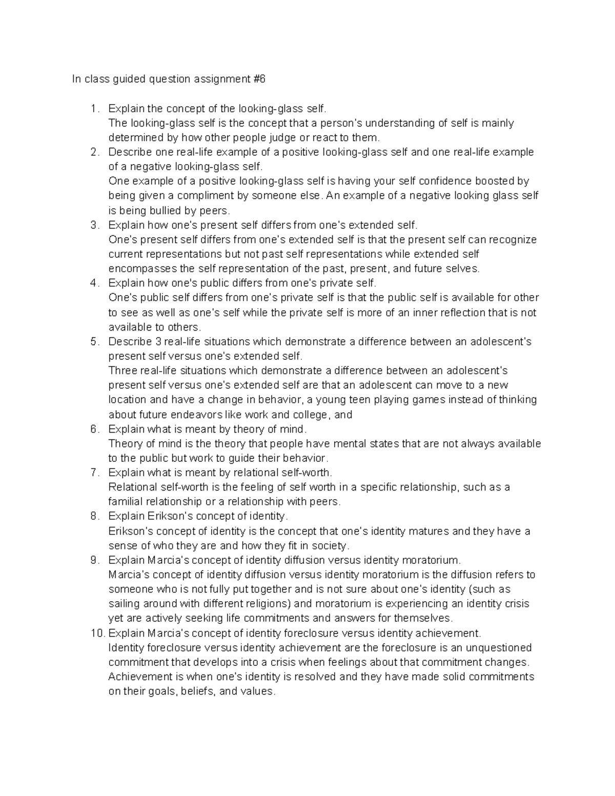 Psychology 101 - Guided Question Assignment #5 Study Notes - Studocu