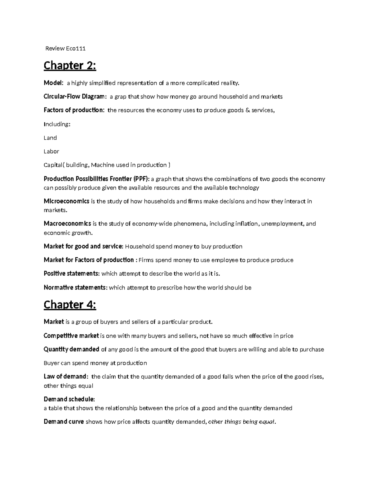 Review Eco111 - Microeconomic Concepts & Key Insights Summary - Studocu