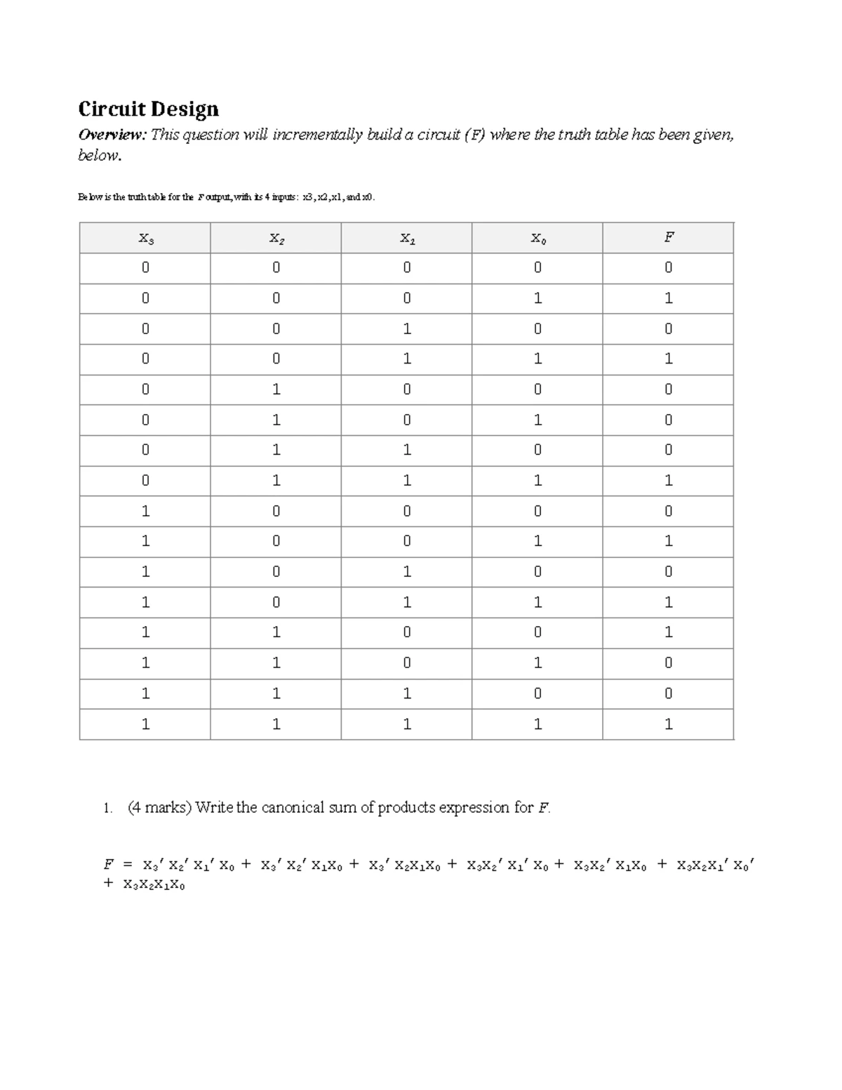 Circuit Design 1 - mt q - Circuit Design Overview: This question will ...