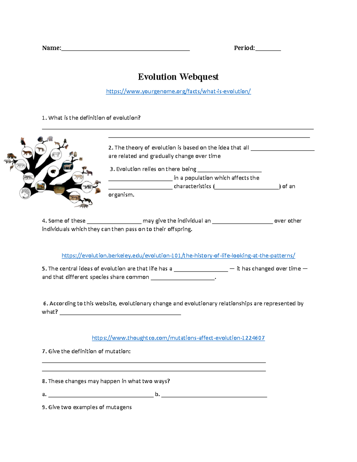Annotated-Evolution%20Webquest - Name ...
