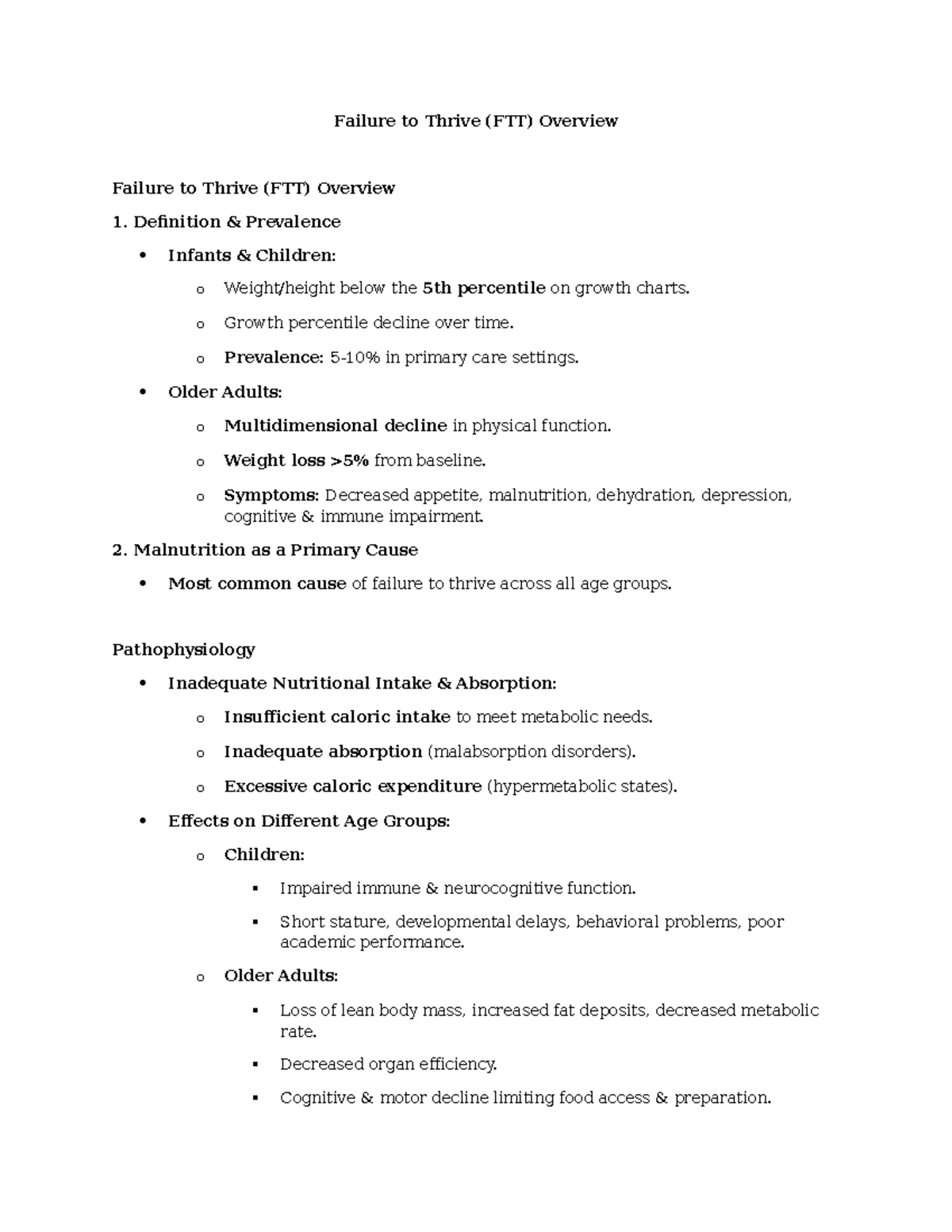 FTT Overview: Causes, Effects, and Interventions for Care Planning ...