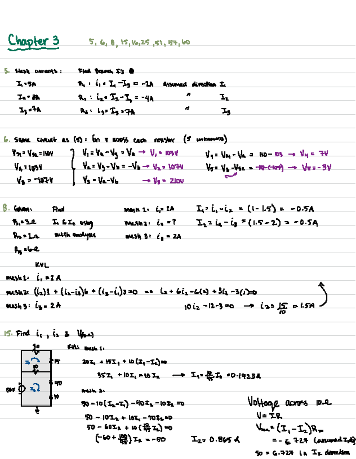 Practice - Chapter 3: Mesh Current Analysis in Circuits - Studocu