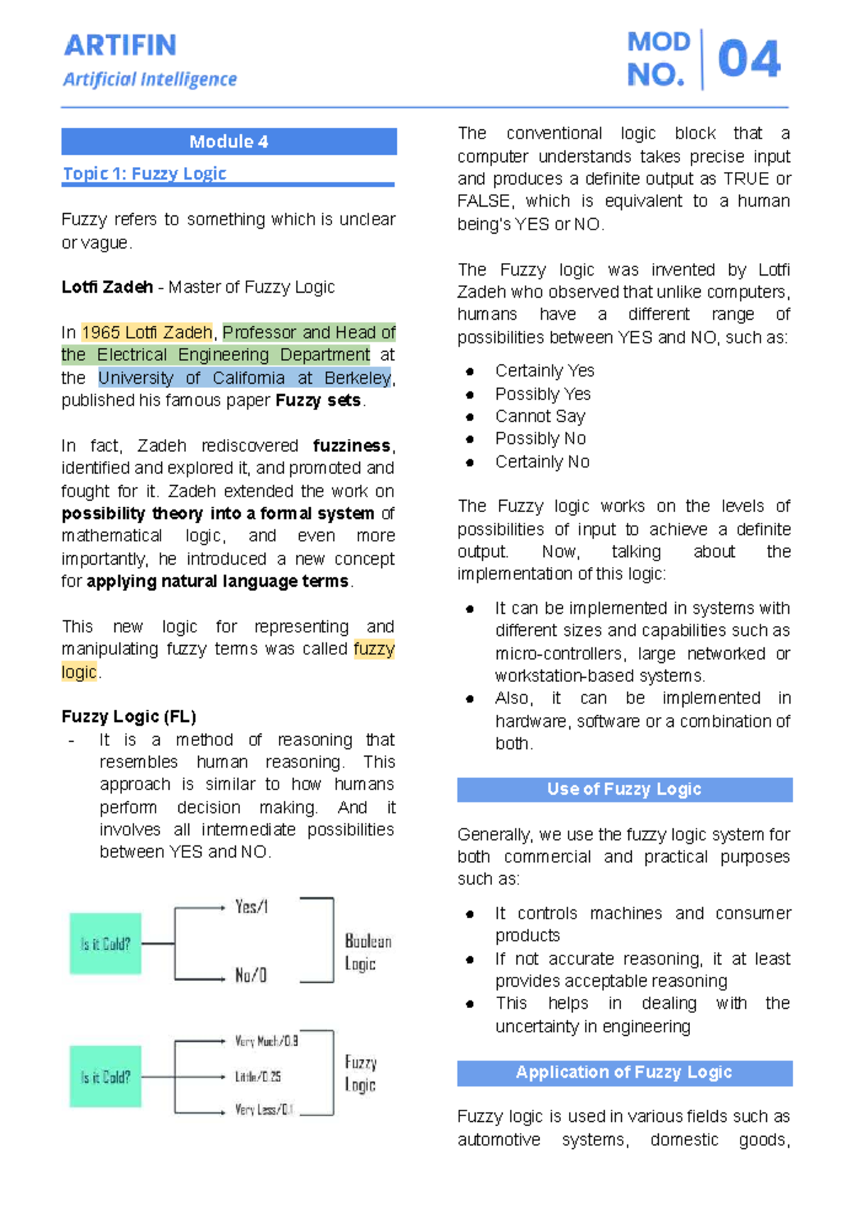 Final Exam Review: Fuzzy Logic Concepts and Applications (CS 301) - Studocu