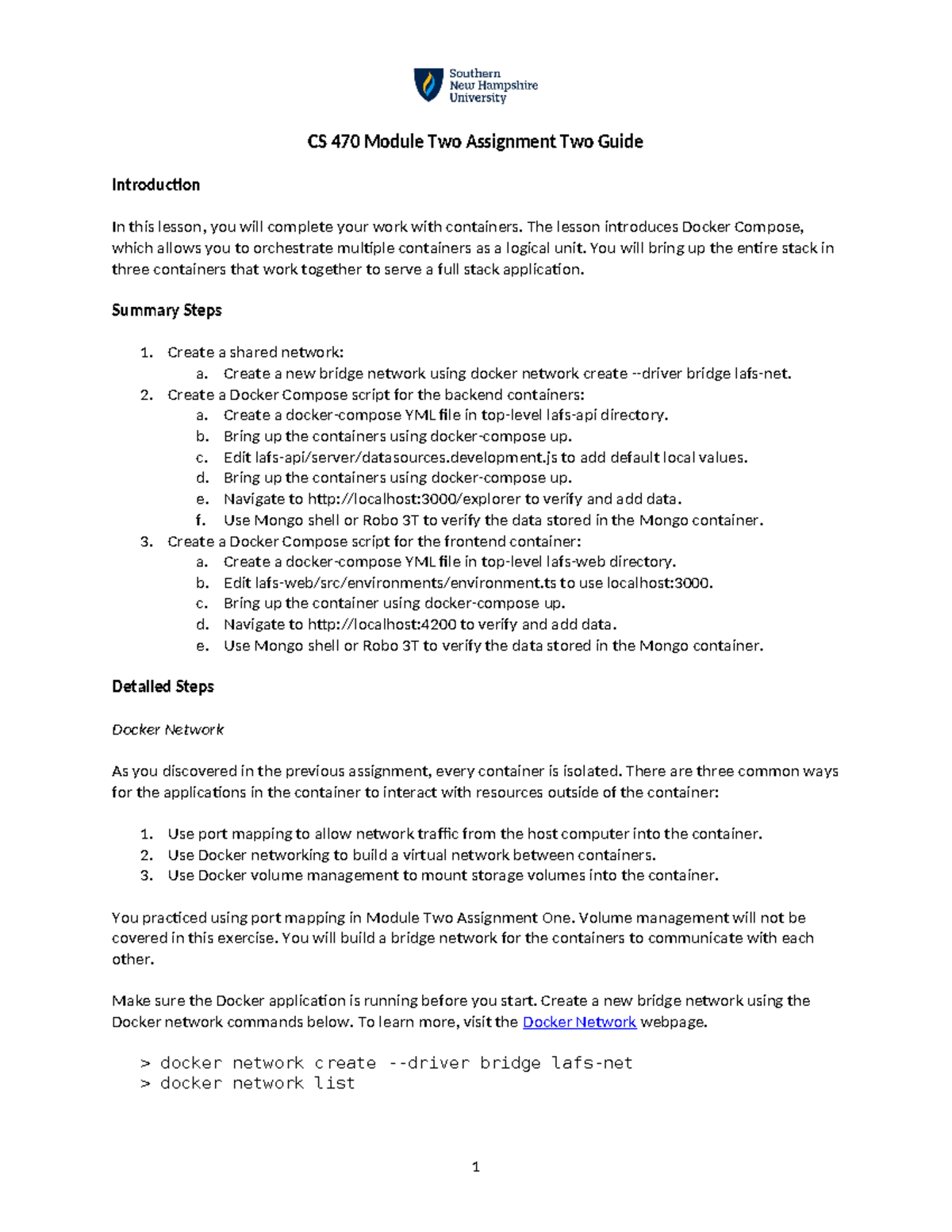 CS 470 Module Two Assignment Two: Docker Compose Guide - Studocu