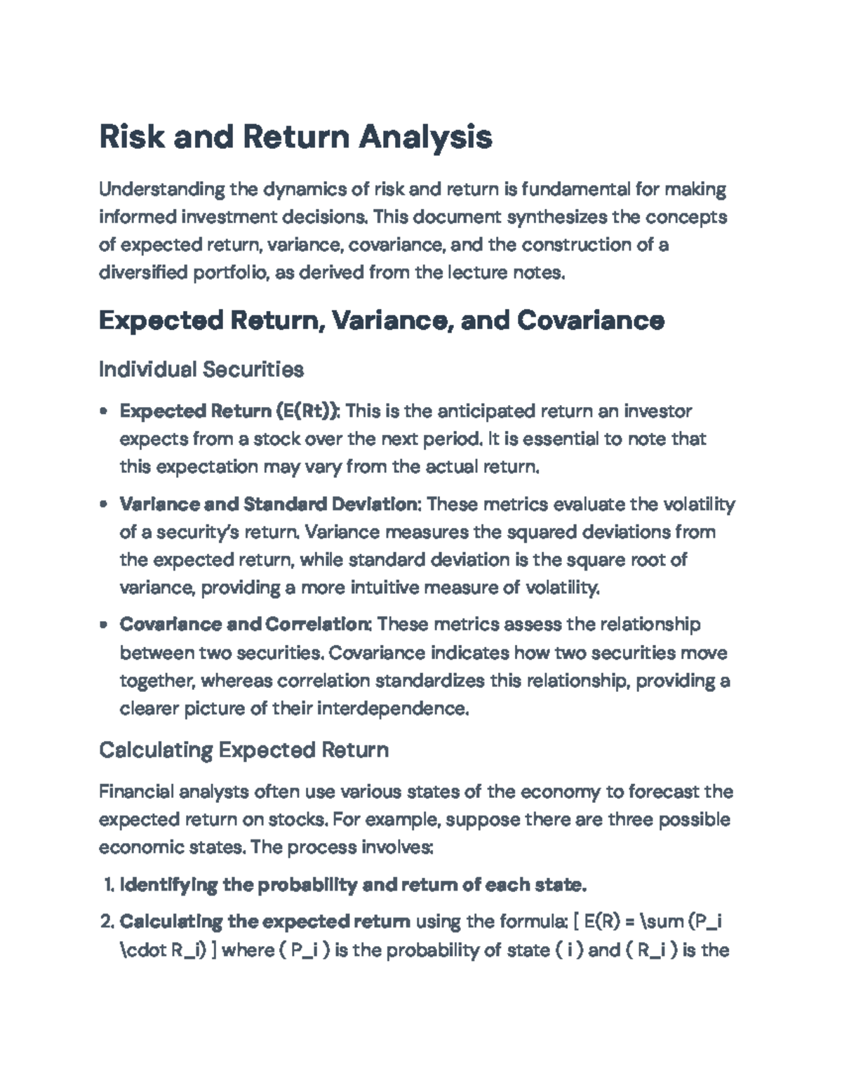 Risk and Return Analysis: Insights for Investment Decisions - Risk and ...