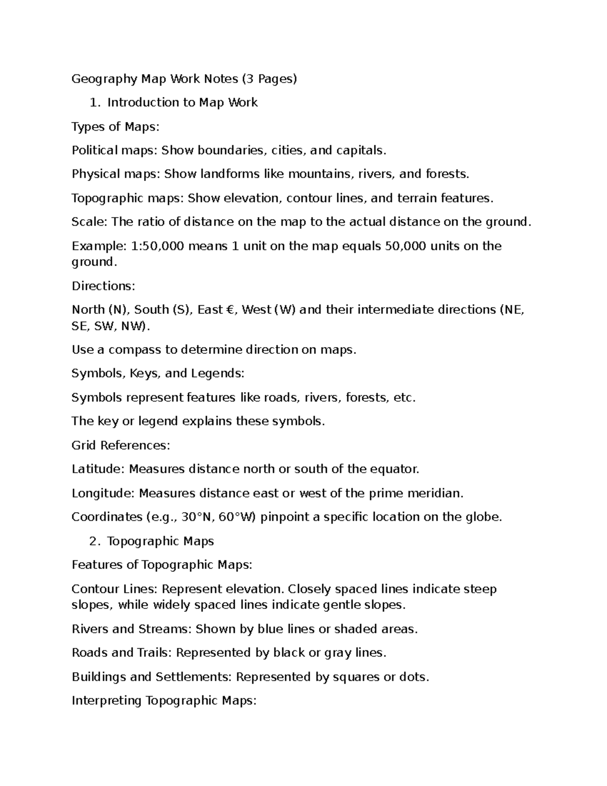 Geography Map Work Notes: Understanding Types & Features - Studocu
