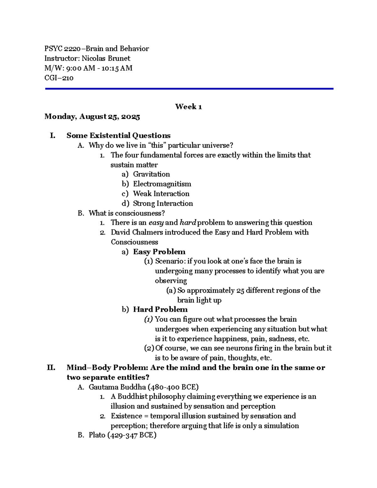 PSYC 2220 Brain and Behavior: Exam 1 Comprehensive Study Notes - Studocu