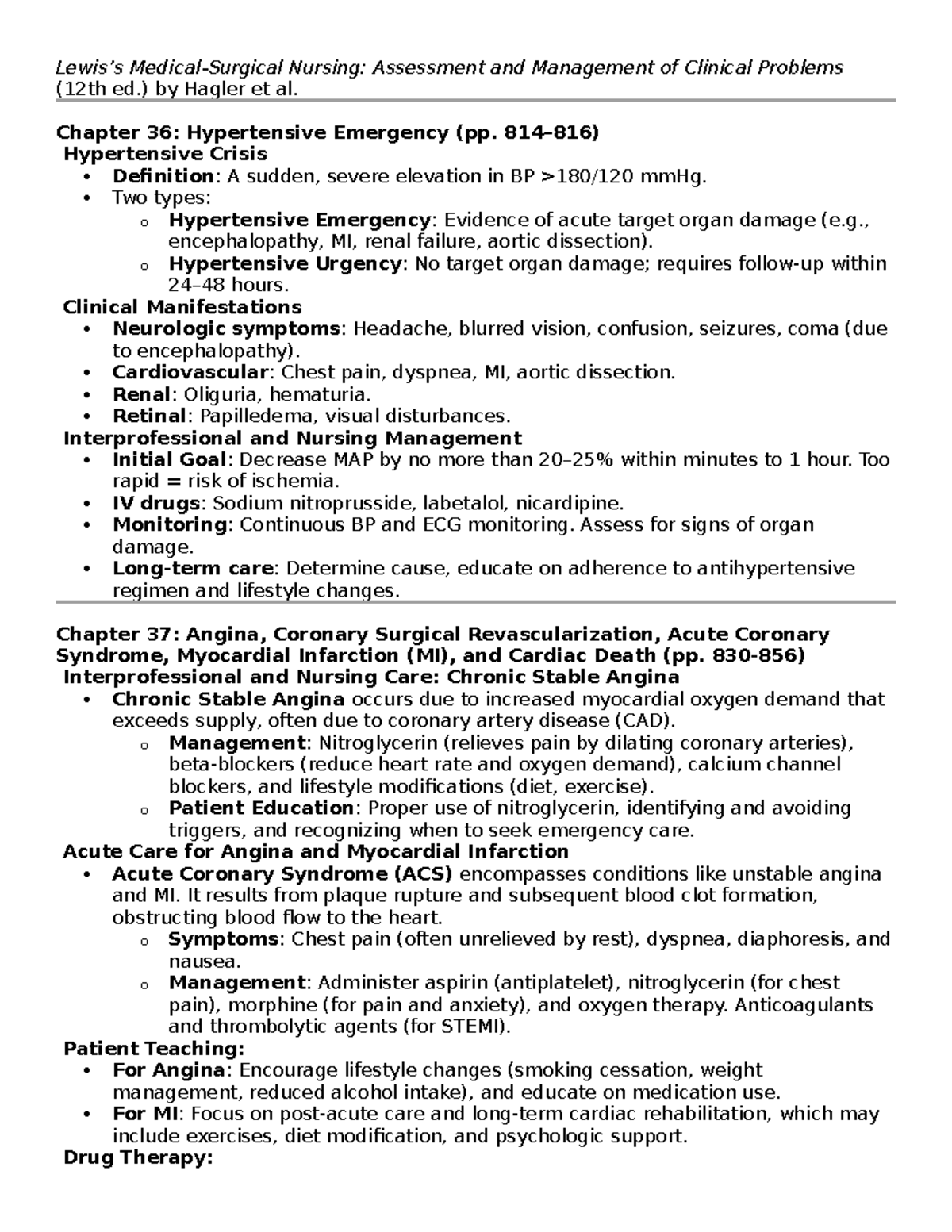 Final Study Guide: Overview of Clinical Concepts & Management in ...