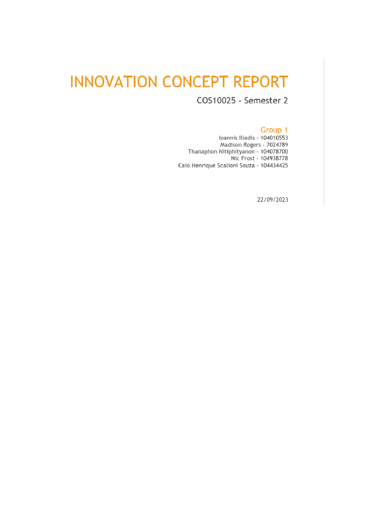 INNOVATION CONCEPT REPORT COS10025: Sustainable Desalination Solutions - Document Preview