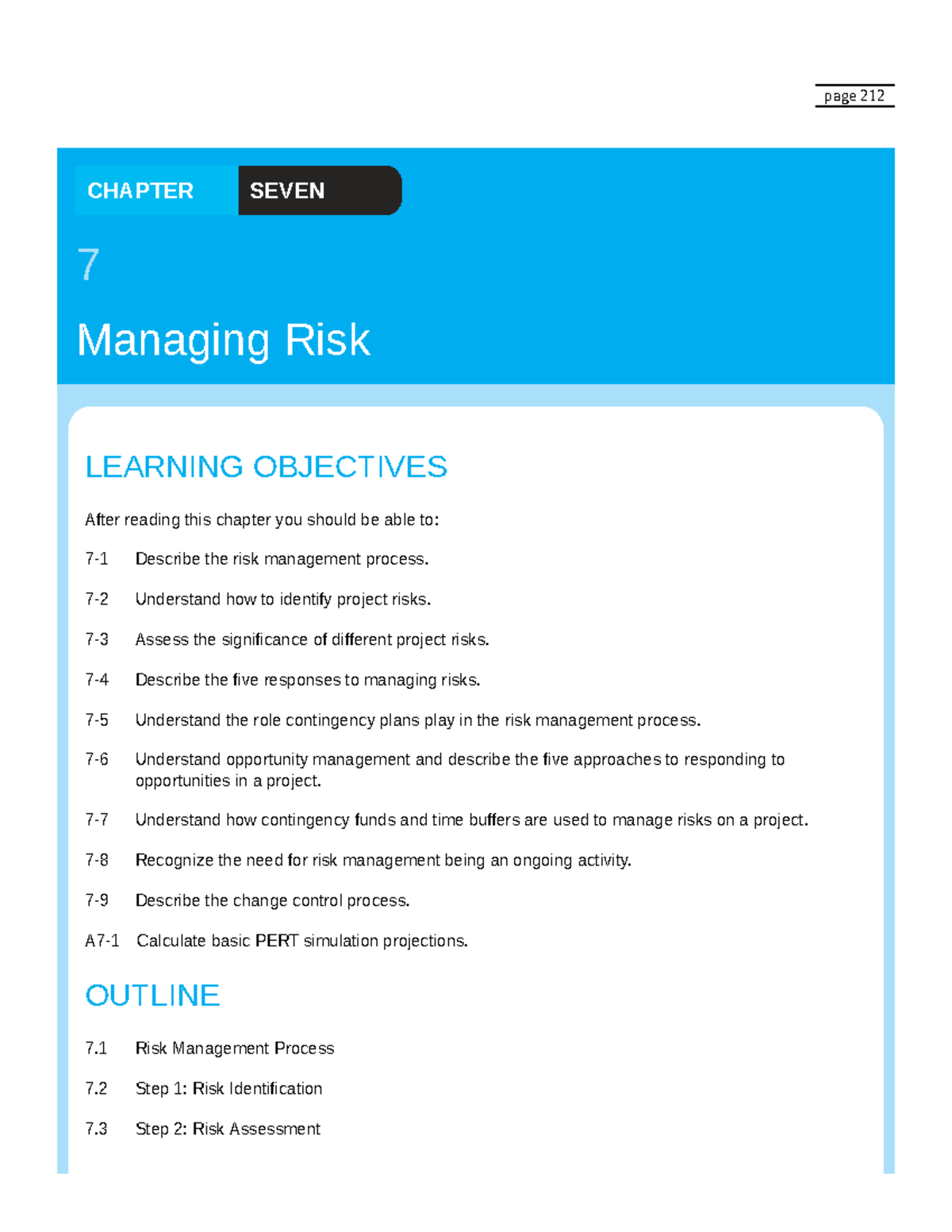 Chapter 7: Managing Risk in Project Management (Course Code: jhju ...