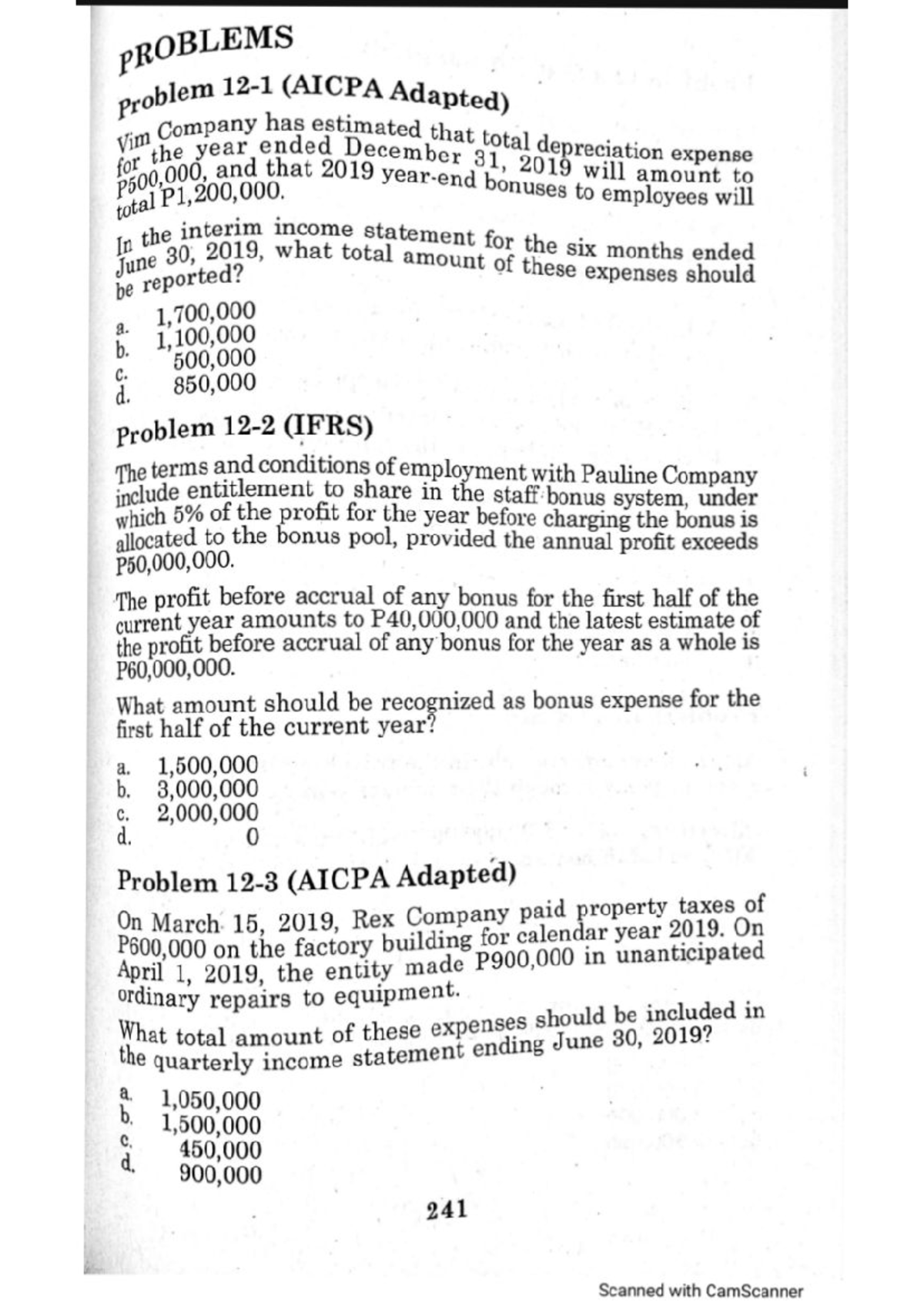 IA 3 Finals - Problem Set on Interim Financial Reporting and Segment ...