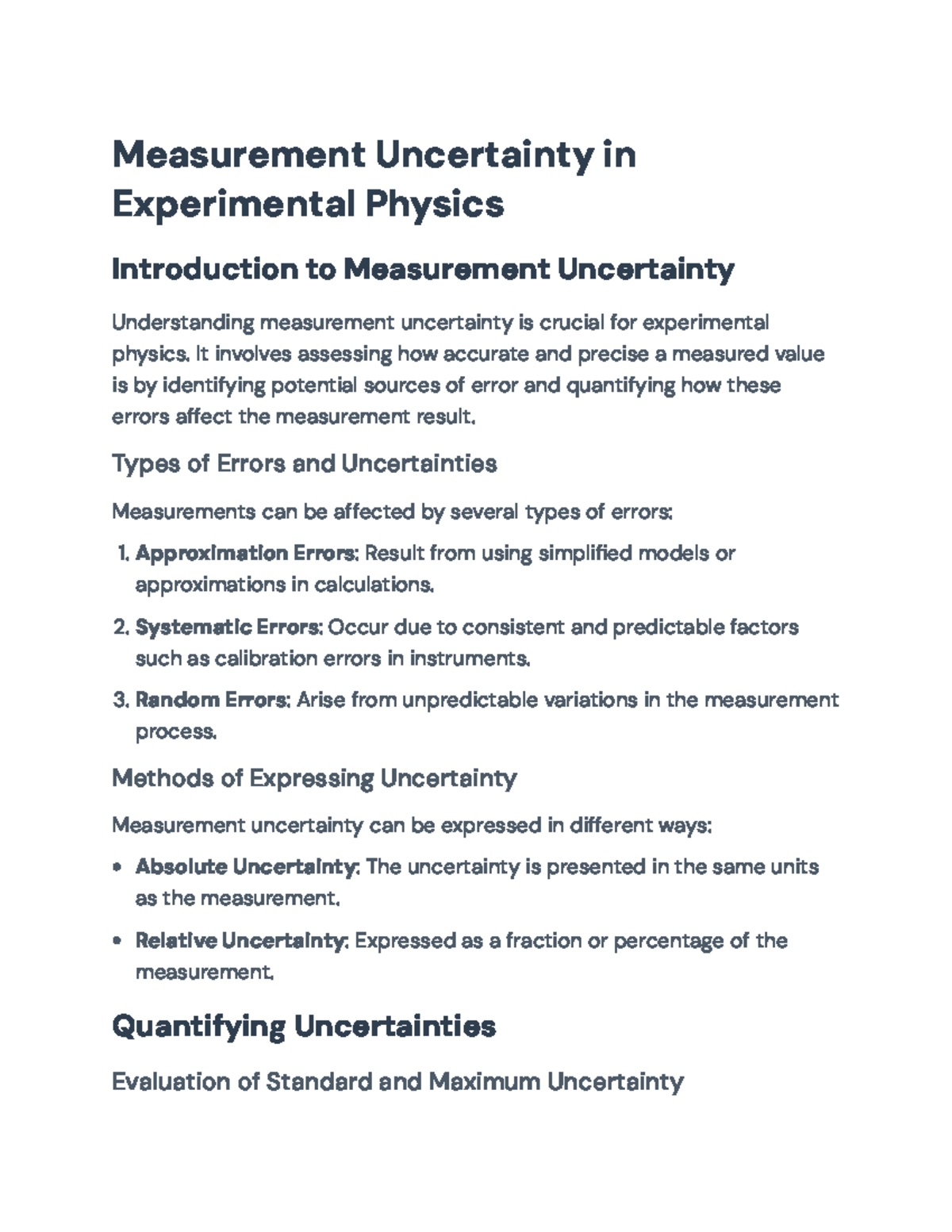 Measurement Uncertainty in Experimental Physics: Guidelines & Examples ...