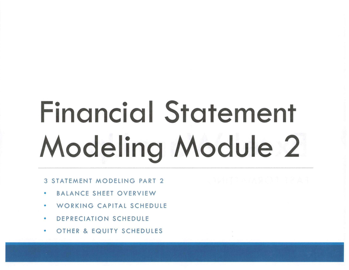 Financial Statement Modeling: Balance Sheet & Working Capital Overview ...