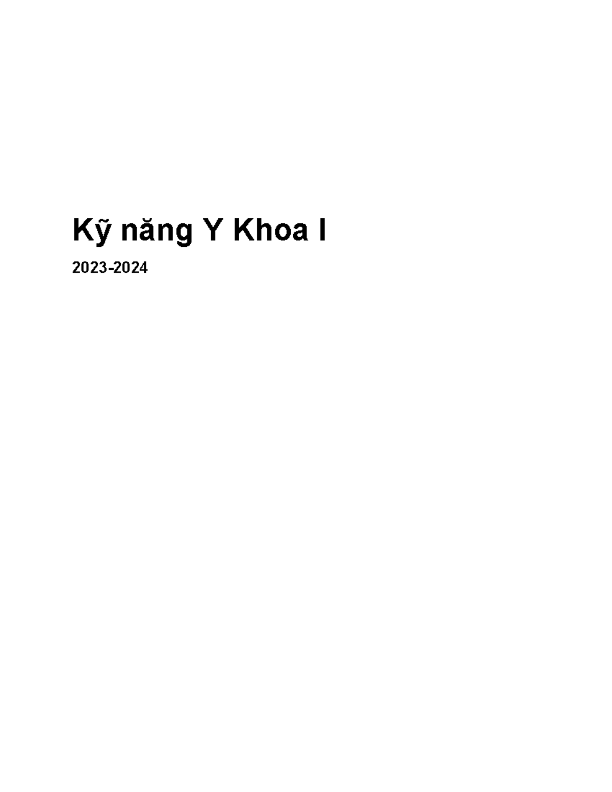 Bảng Kiểm Kỹ Năng Y Khoa I - Năm 2, ĐH Y Hà Nội - Document Preview