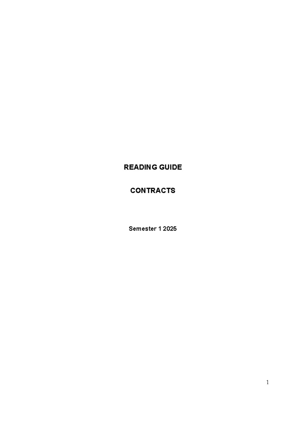 Contracts Reading Guide - READING GUIDE CONTRACTS Semester 1 2025 Week ...