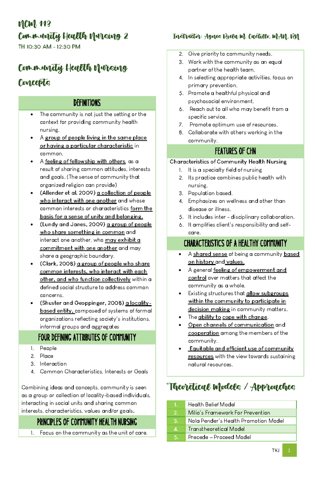 CHN2 - Midterm Lecture Notes on Community Health Nursing Concepts - Studocu