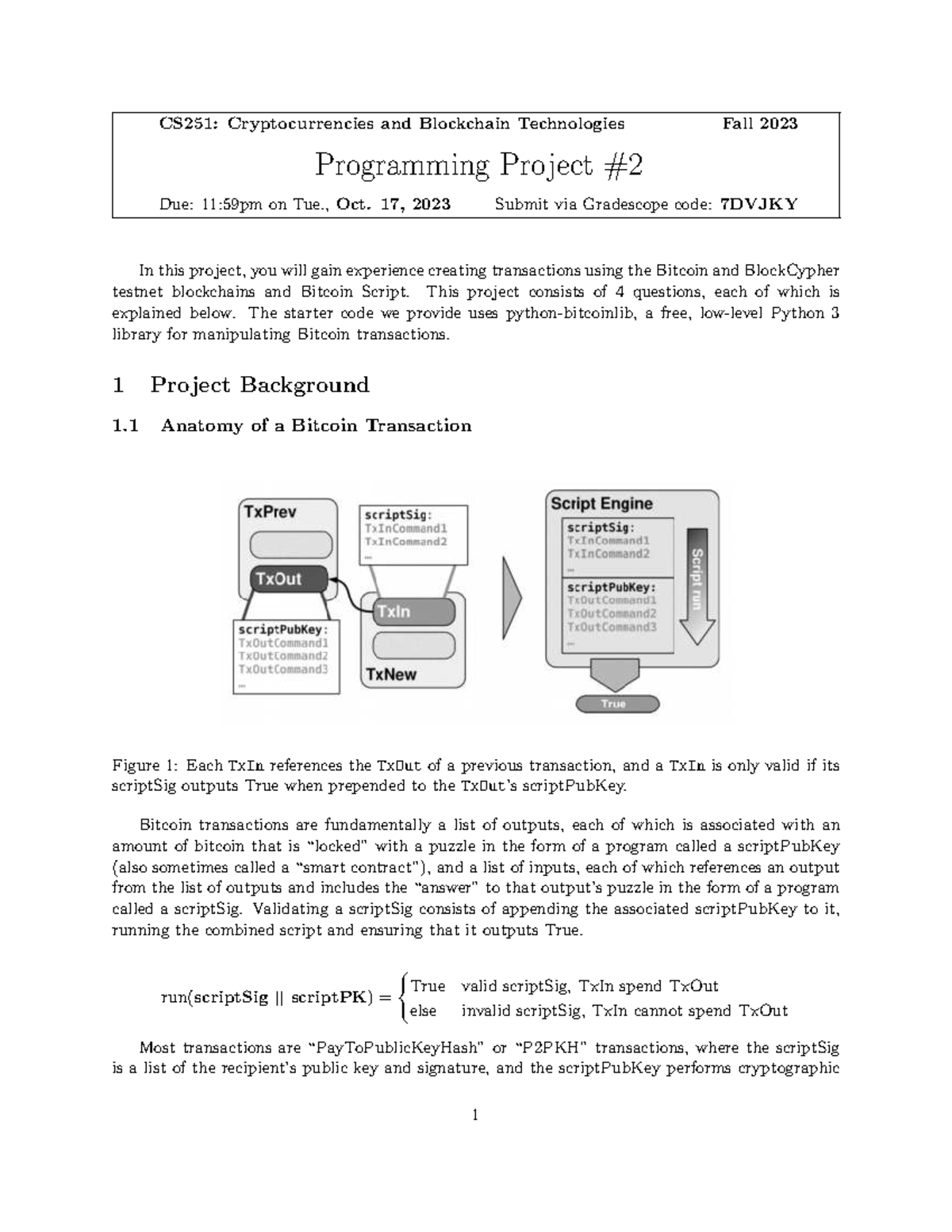 CS251: Fall 2023 Bitcoin Transactions Programming Project - Studocu