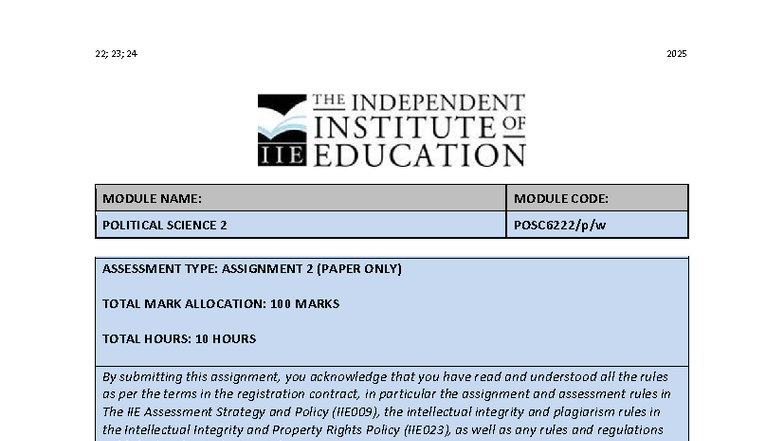 POSC6222W Assignment 2: Theories of War and UN's Role in Politics - Studocu