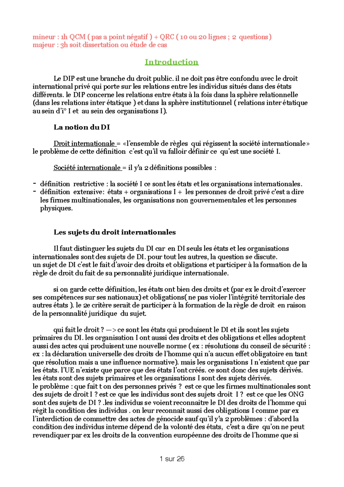 Fascicule TD DIP1 - 2024-2025 : Droit International Public 1 - Organes ...