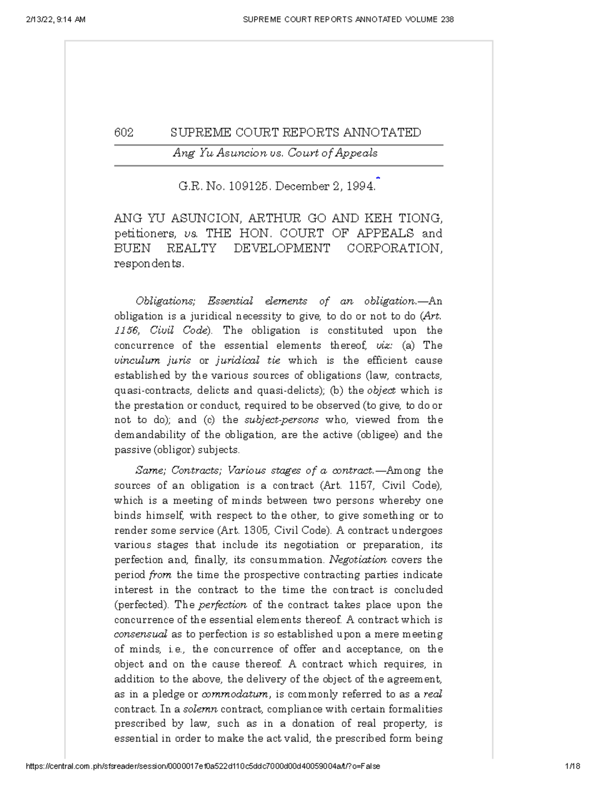 Ang Yu v. CA - Lecture notes 1 - 602 SUPREME COURT REPORTS ANNOTATED ...