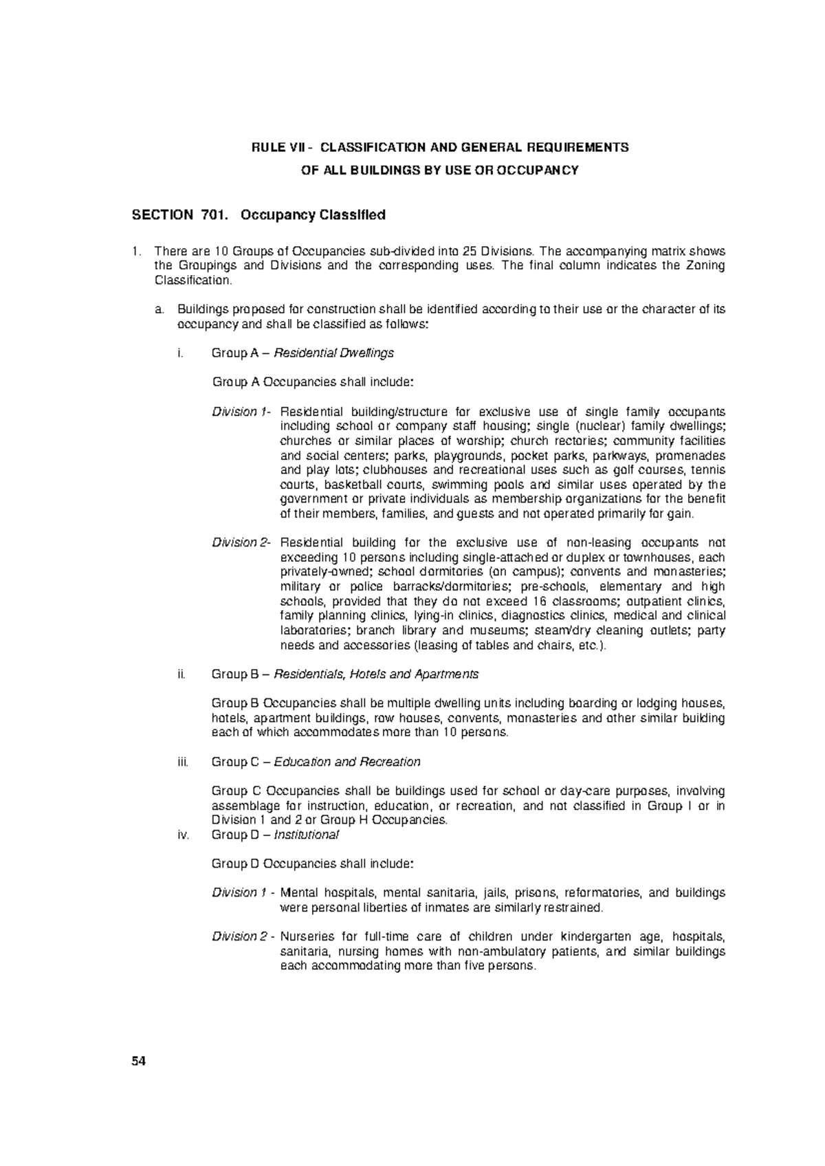 Revised Rules on Building Classifications and Occupancy (Rule 7-8, 2005 ...