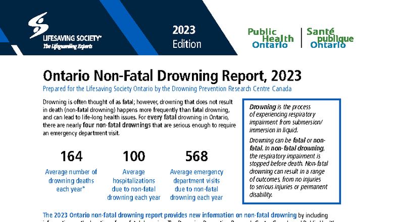 Ontario Non-Fatal Drowning Report 2023: Insights & Data Analysis - Studocu