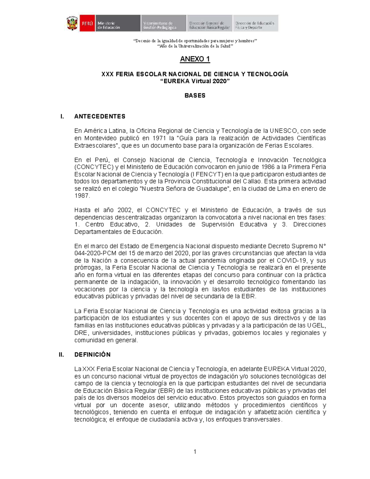 Bases de Participación para la Feria Escolar Nacional de Ciencia y ...