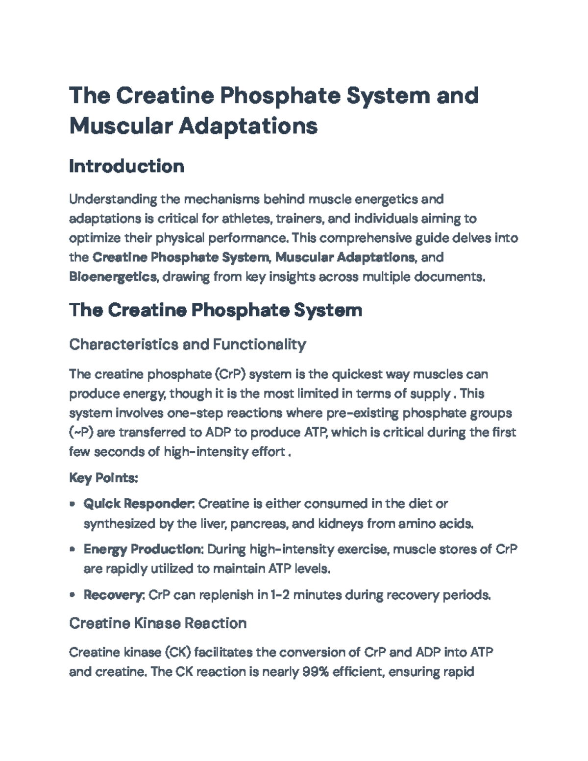 Comprehensive Guide to the Creatine Phosphate System & Muscle ...