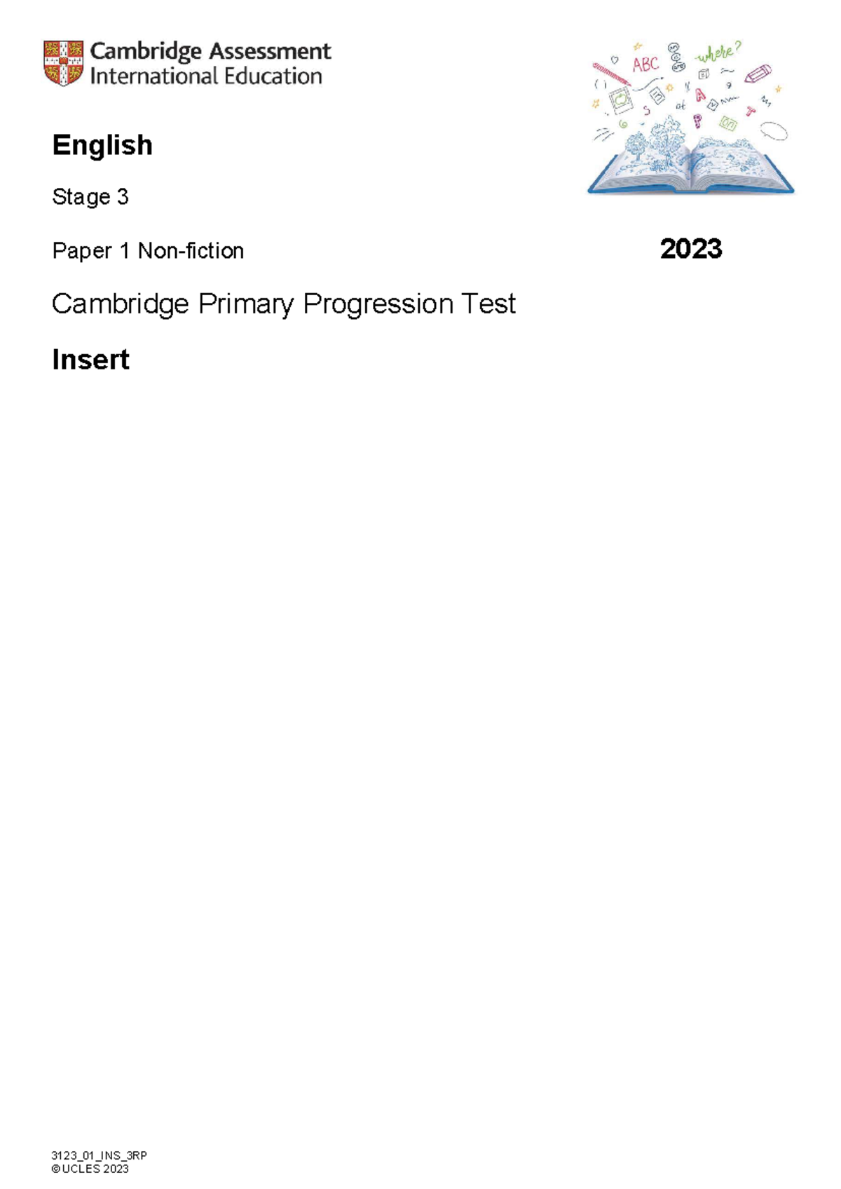 English Stage 3 2023 Paper 1 Test Insert: Understanding Deserts - Document Preview