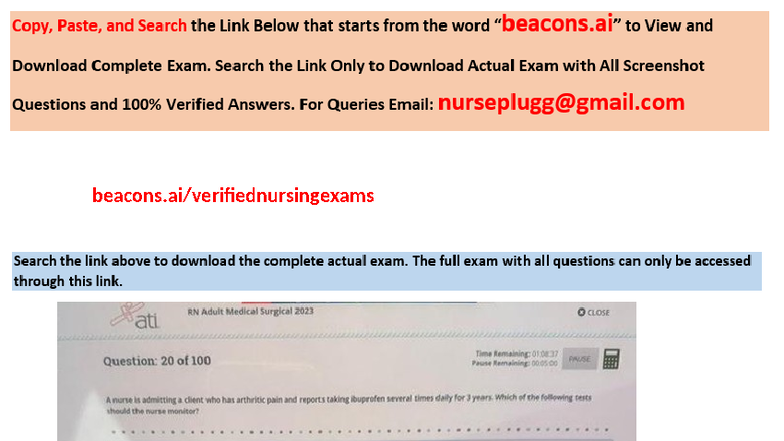 Pass 2025 ATI RN Adult Medical Surgical Proctored Exam with NGN 100 ...