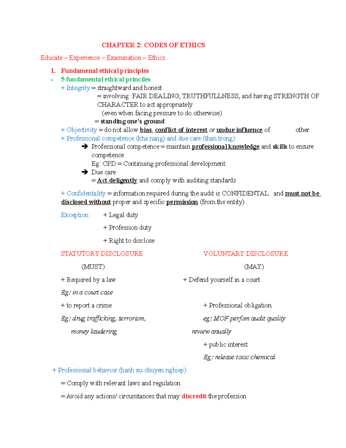 CHAPTER 2: CODES OF ETHICS - Key Principles and Threats in Auditing ...