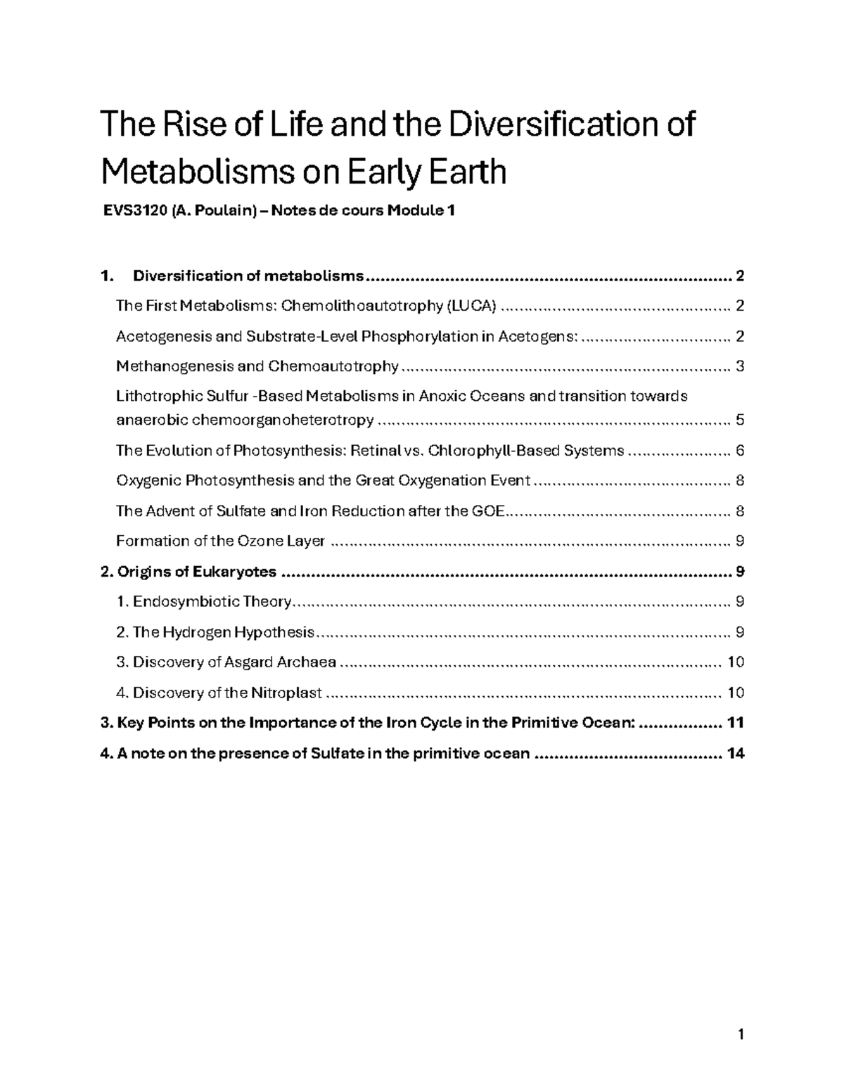 The Rise of Life and the Diversification of Metabolisms on Early Earth ...