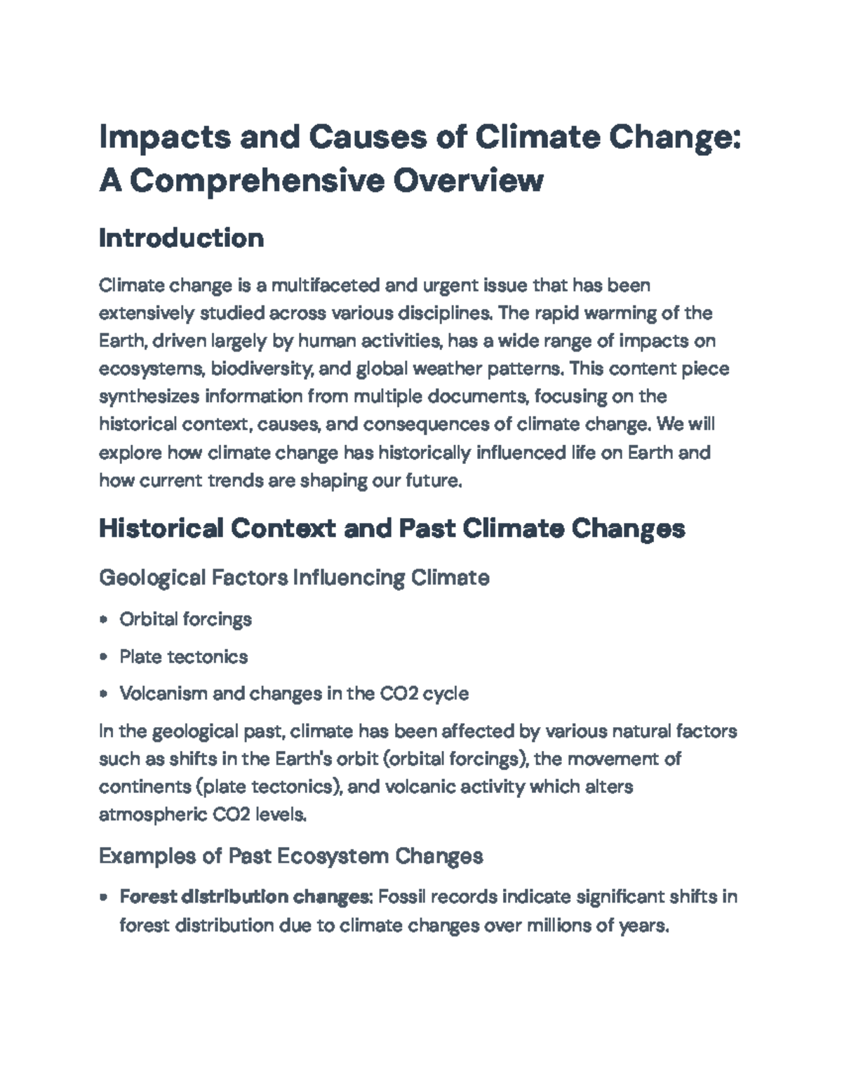 Impacts and Causes of Climate Change: A Comprehensive Overview ...