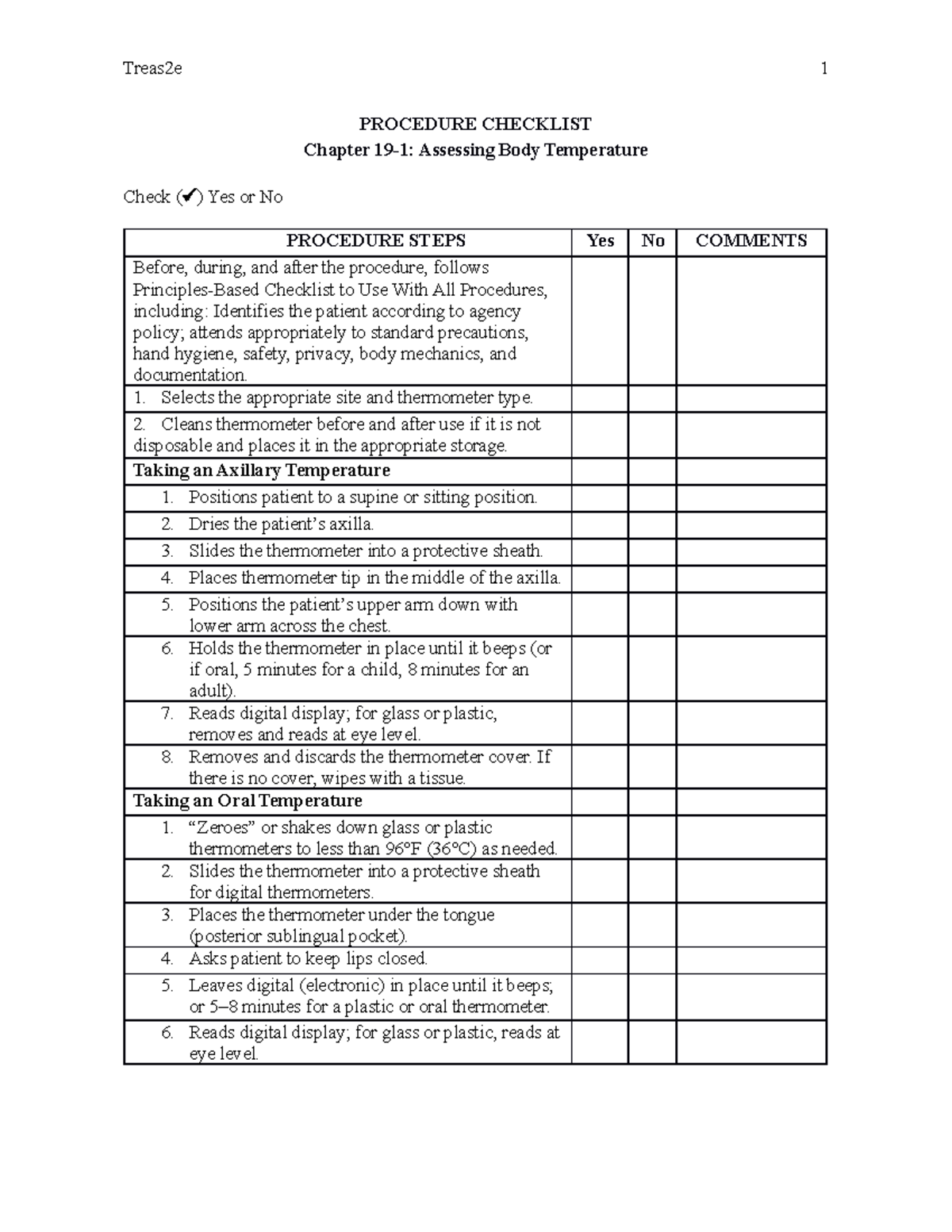 Fadavis treas, 9534, basic nursing, chk, chp19-01 - Treas2e PROCEDURE ...