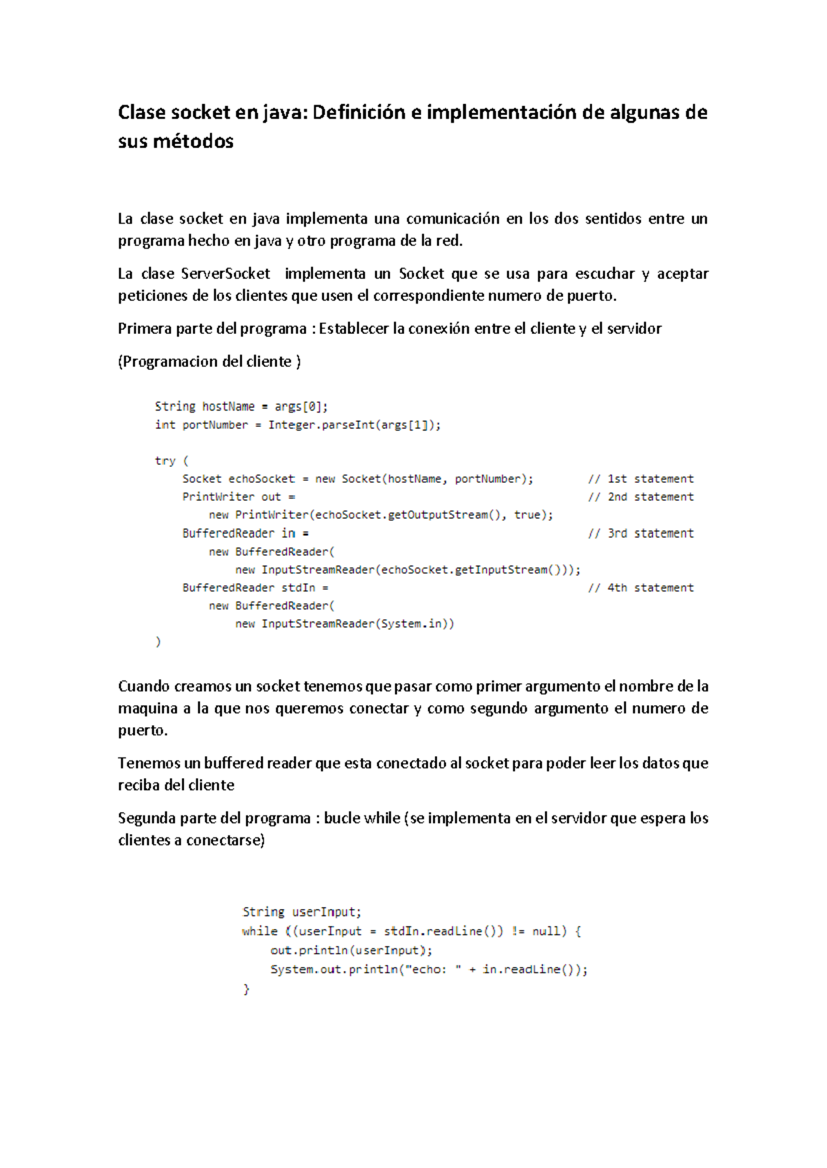 Clase socket en java - Apuntes - Clase socket en java: Definición e ...