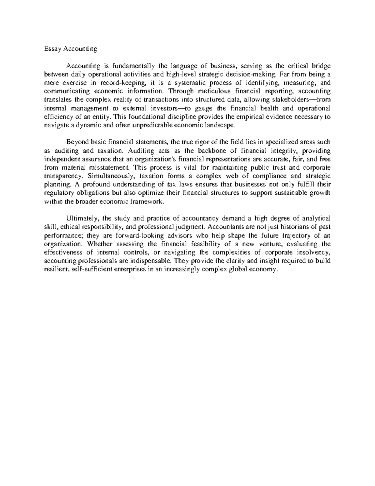Essay on Accounting: The Language of Business and Its Impact - Studocu