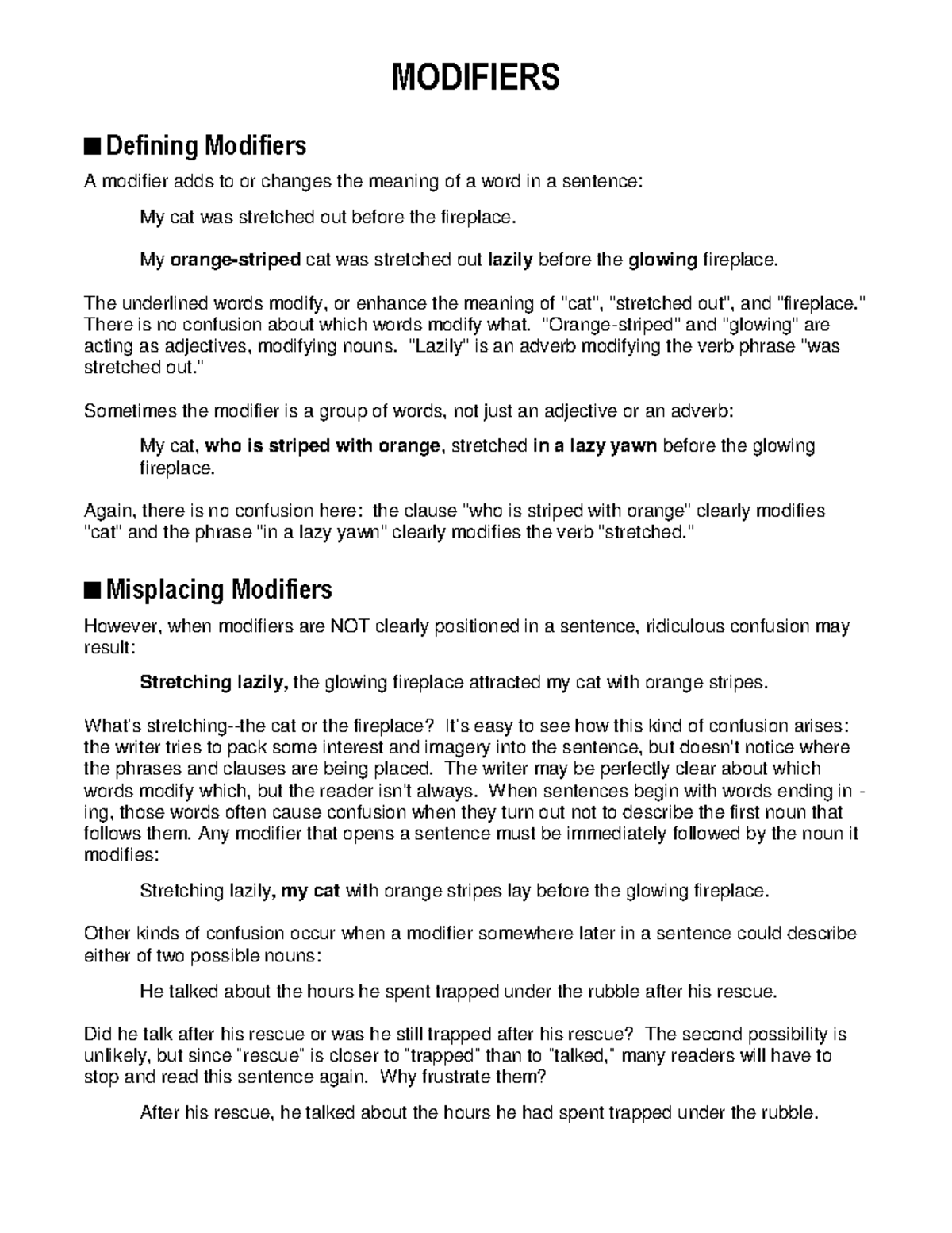 Modifiers: Understanding and Avoiding Confusion in Sentences - Studocu
