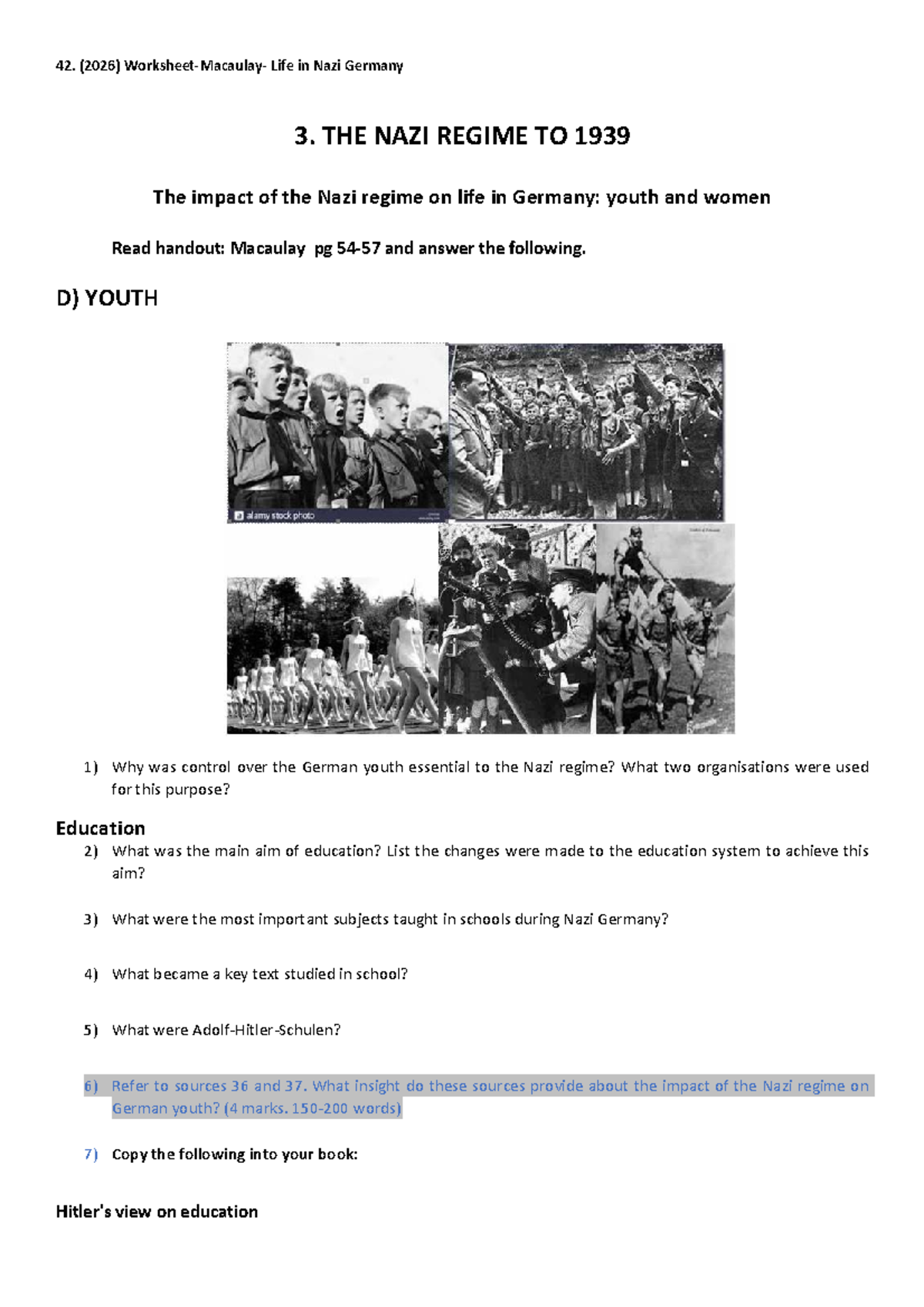 Impact of Nazi Regime on Youth & Women (HIST 42) - Studocu