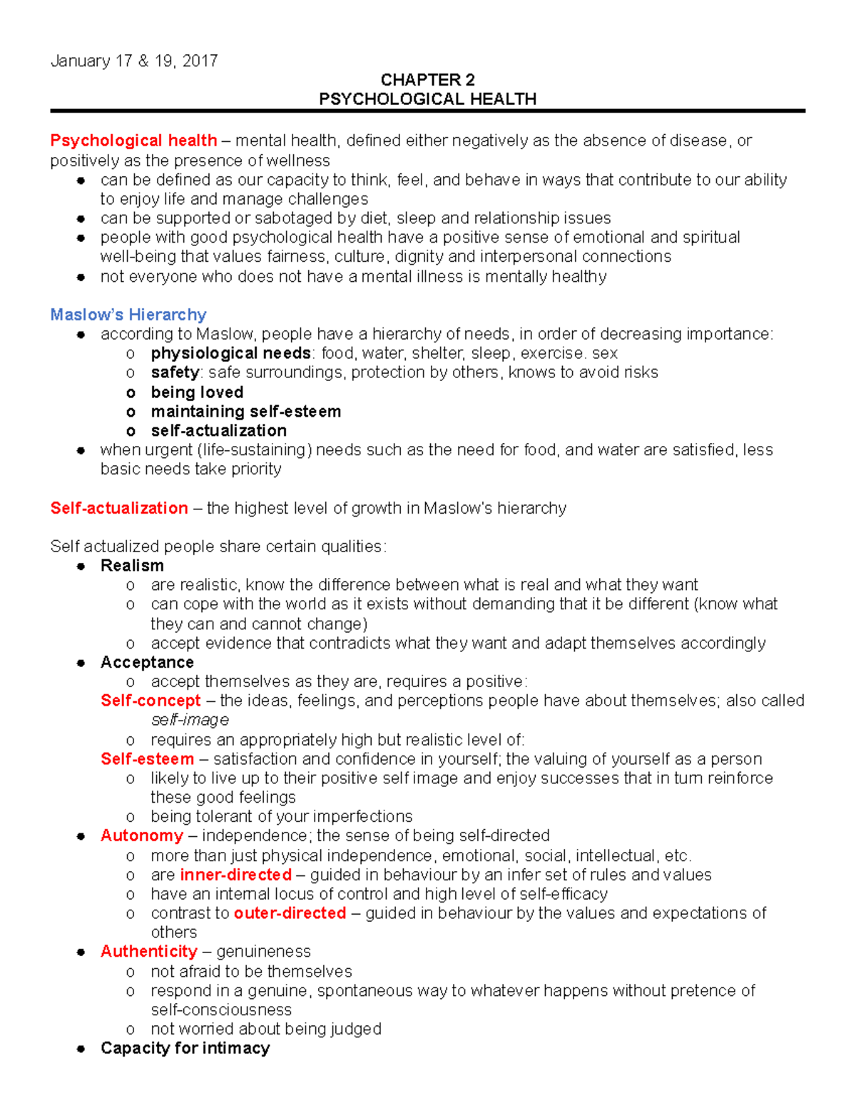 Chapter 2 - Psychological Health Overview and Key Concepts - Studocu