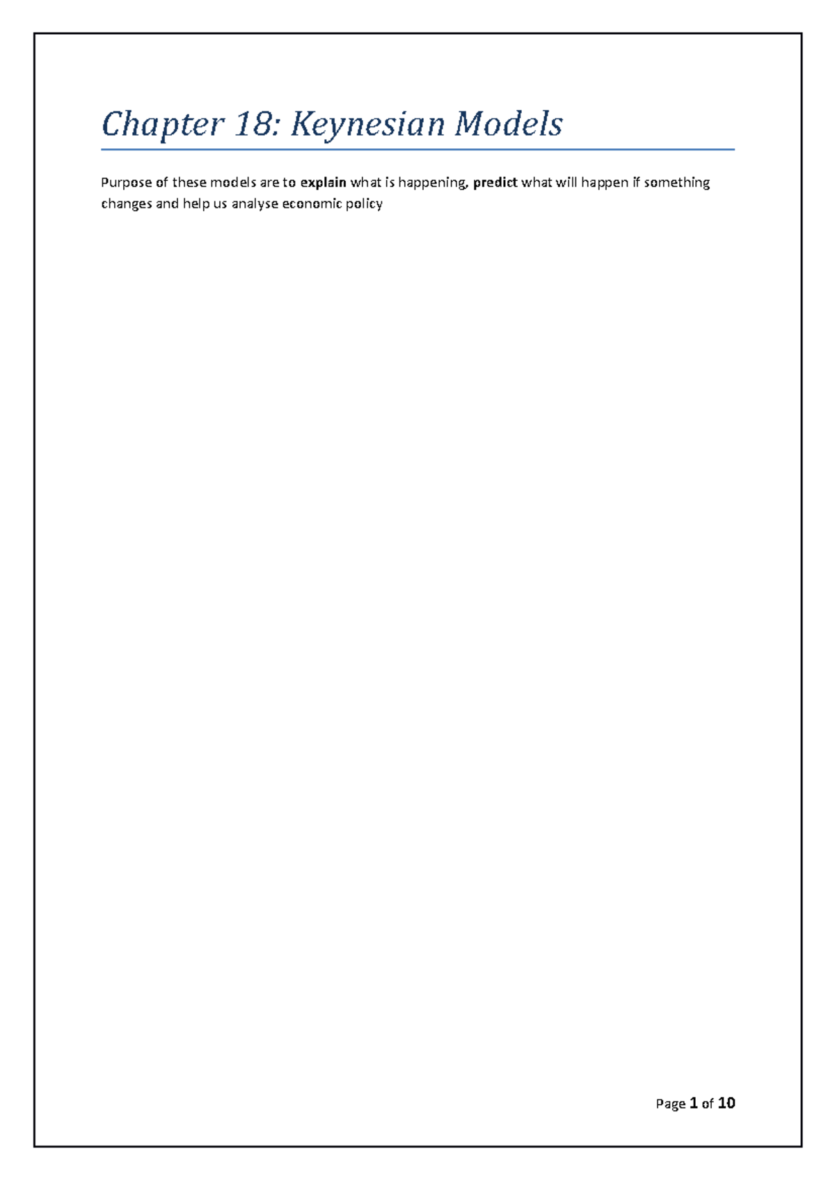 Chapter 18: Analyzing the Keynesian Model with Government Impact - Studocu