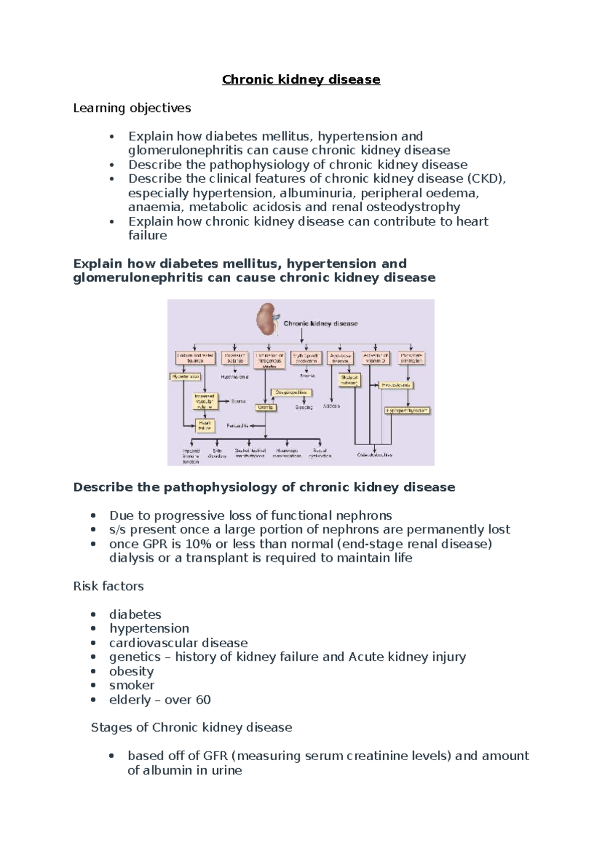 Chronic Kidney Disease & UTIs: Week 5 Lecture Notes (MED 101) - Studocu