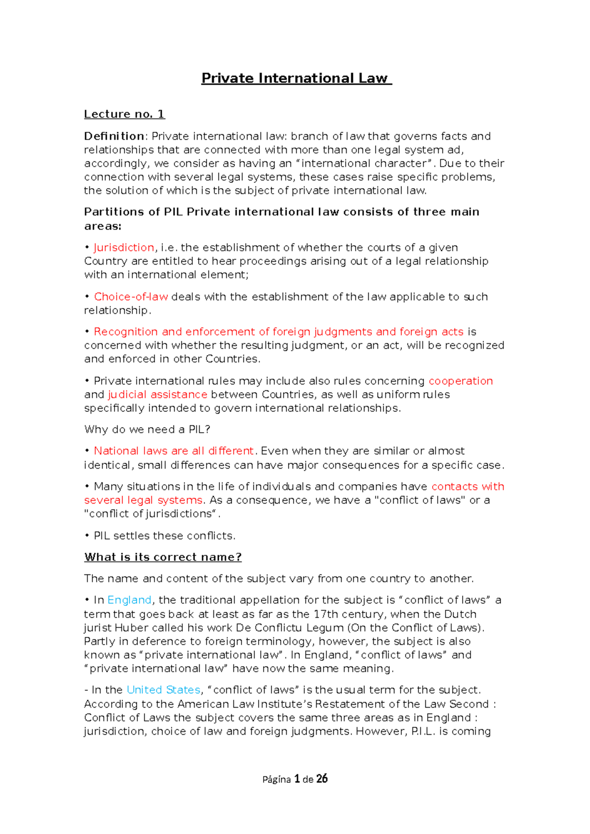Private International Law (PIL) Lecture Notes - Overview and Concepts ...