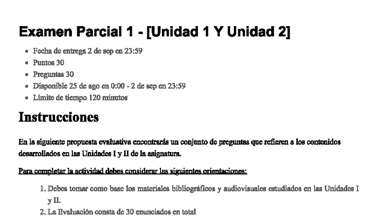 Examen Parcial 1 - Contenidos de Unidades I y II - GH II - Studocu